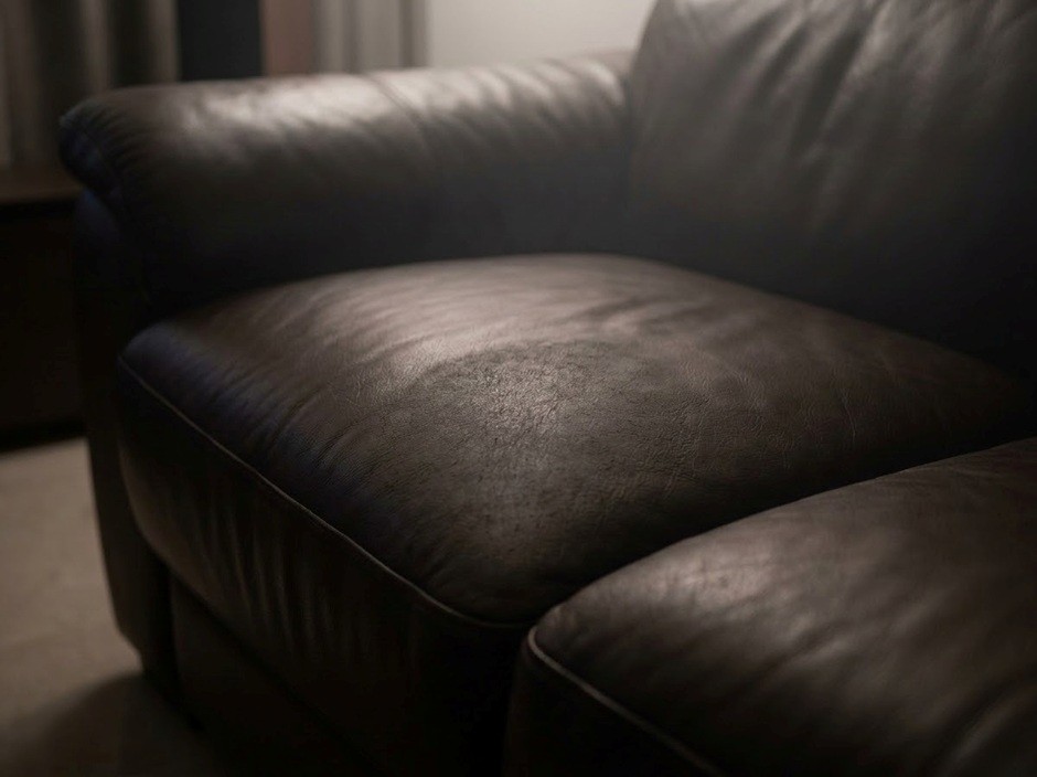 Mould and mildew spots on leather sofa caused by Singapore